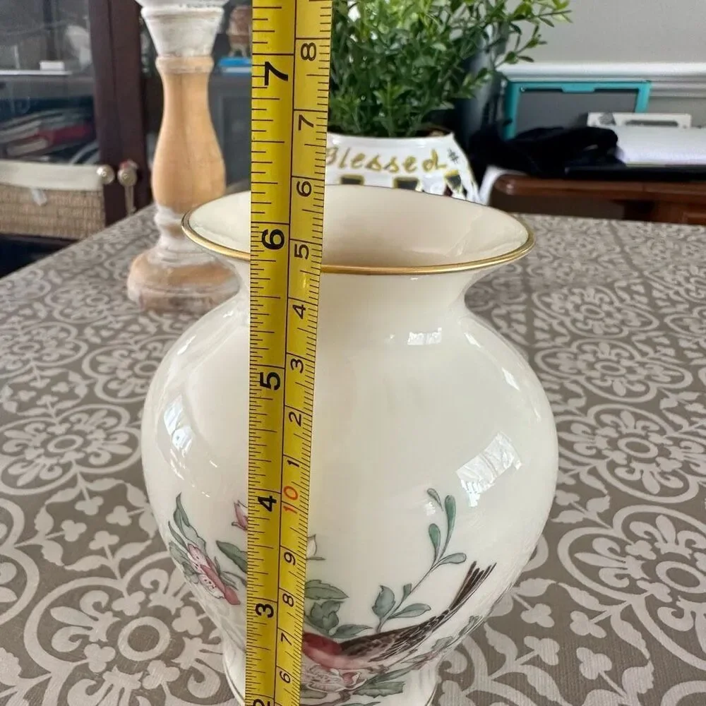 Lenox Serenade Vase Red Finch‎ Bird & Floral Design vintage USA 6” approx